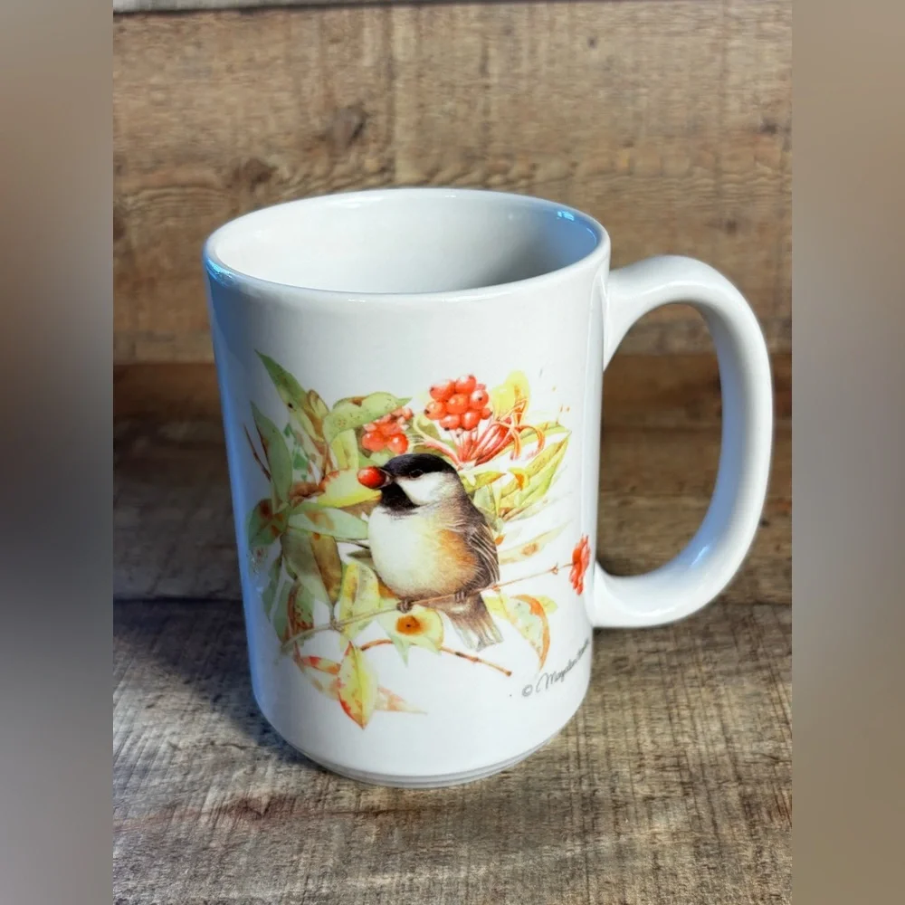 Marjolein Bastin Hallmark Sketchbook Chickadee Bird Coffee Mug 2004 Thailand